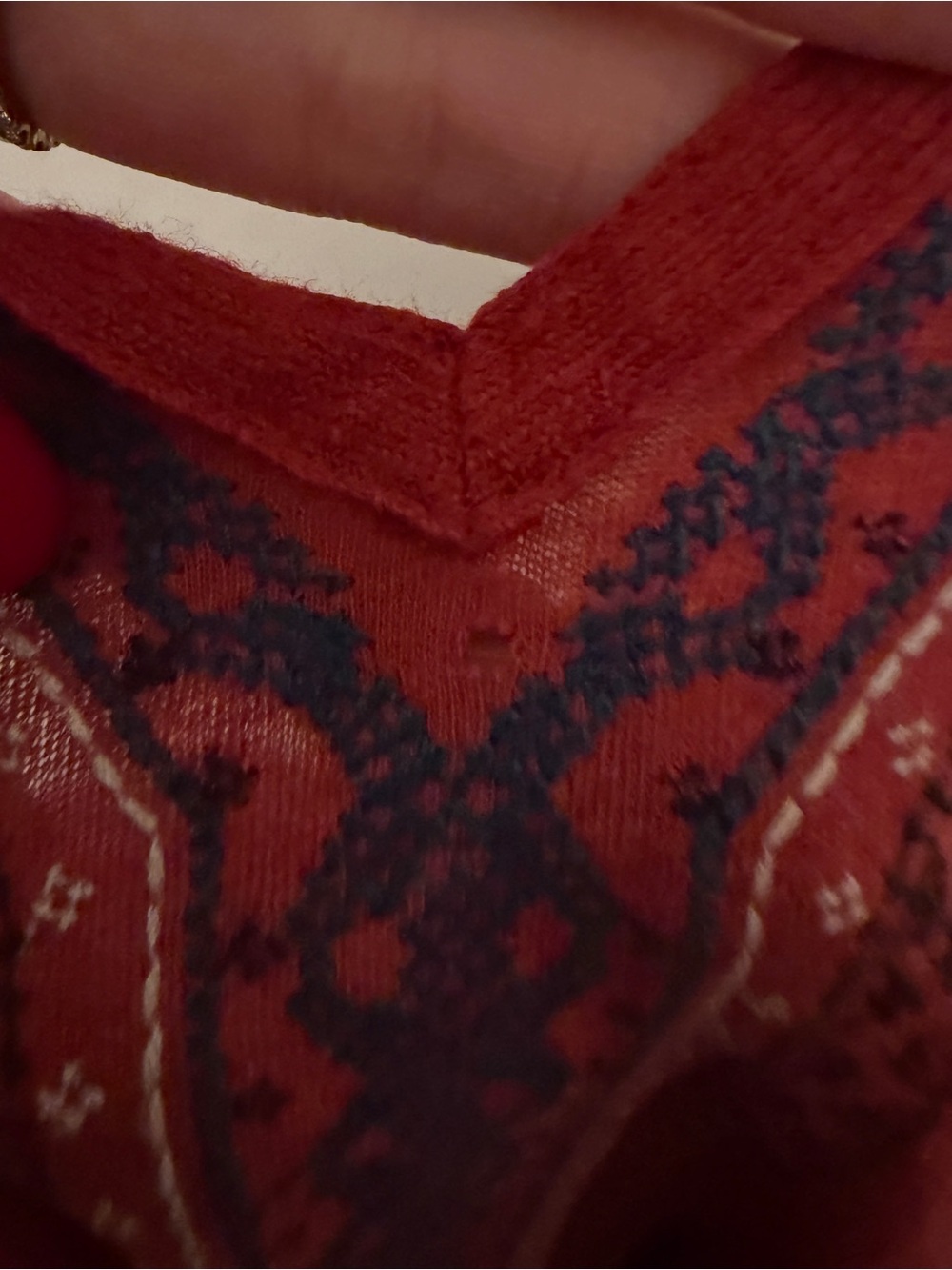 Madewell Red Embroidered V-Neck Women’s Tangier Tee Top - Picture 5 of 5